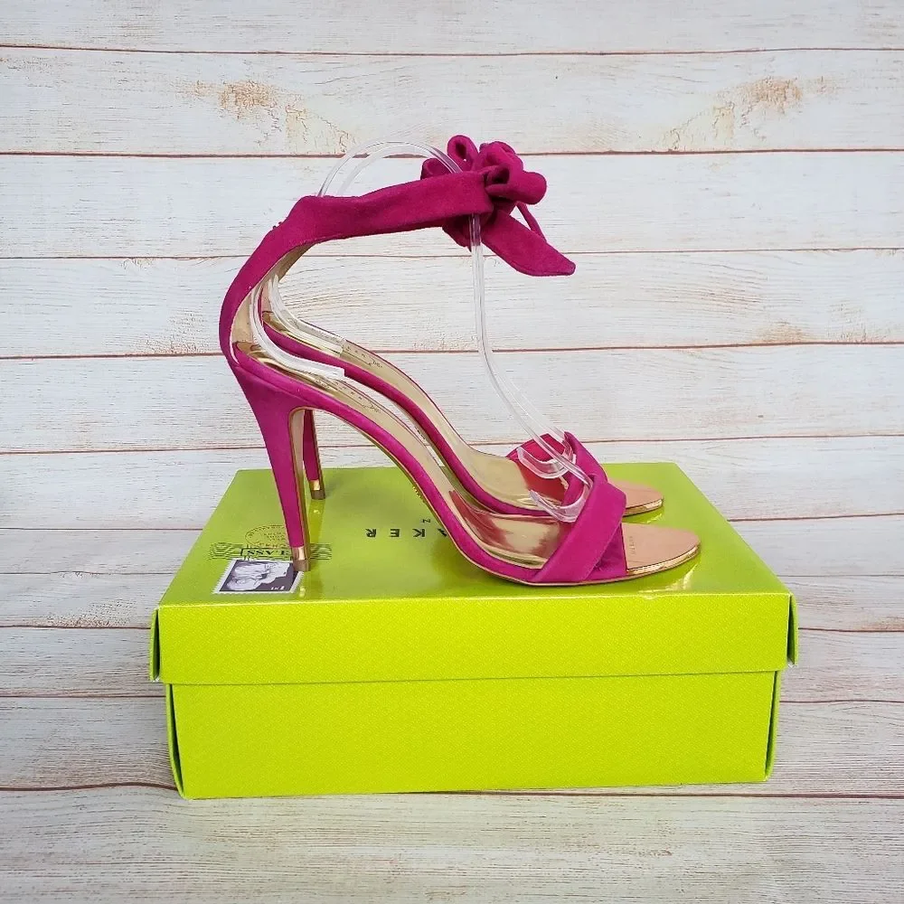 Ted Baker Sackina Suede Ankle Strap Heels in Pink